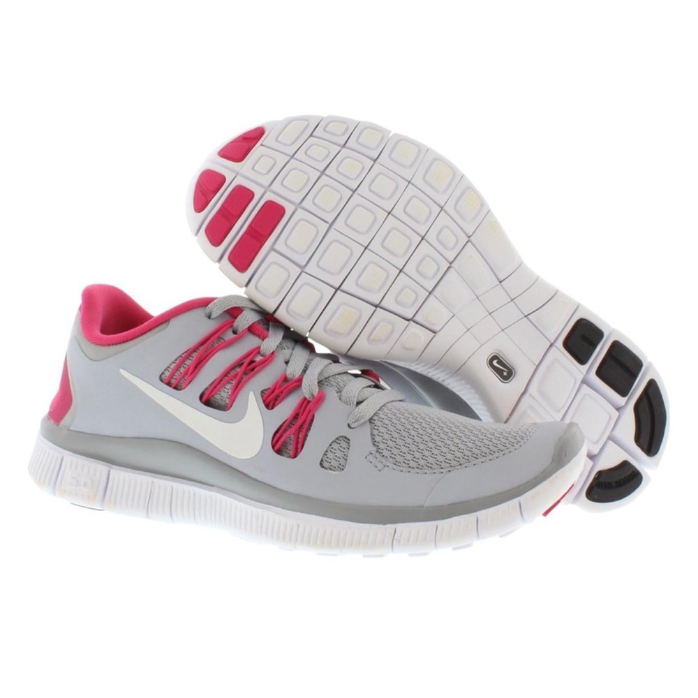Nike Wolf Grey Vivid Pink and Free Running Shoes